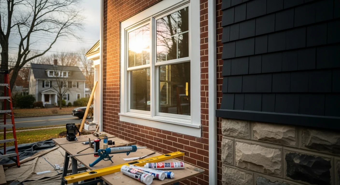 New double-hung windows installed in residential home